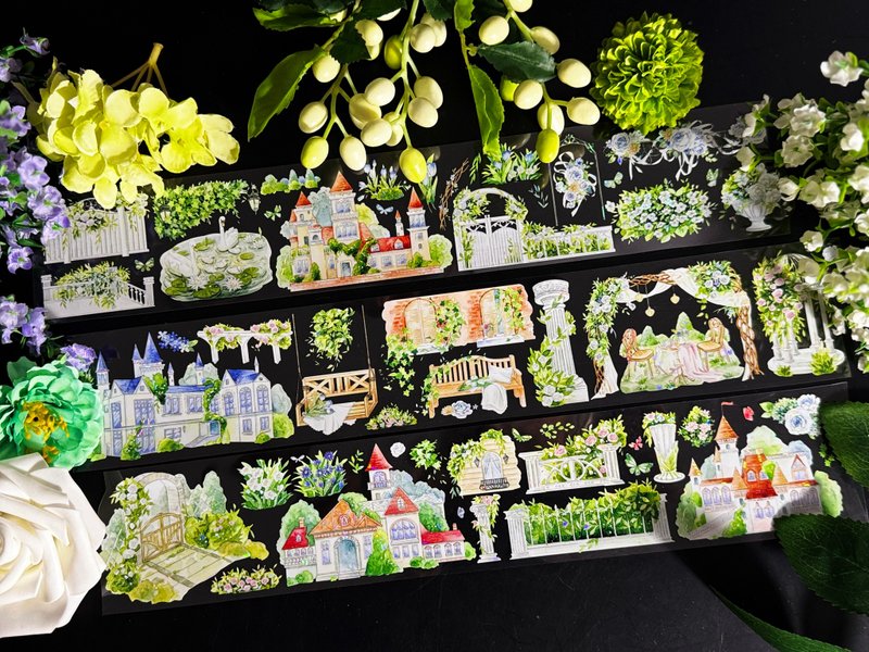 花朝花暮 PET 紙膠帶 白墨貝殼光 10米卷 - 紙膠帶/和紙/PET - 塑膠 多色