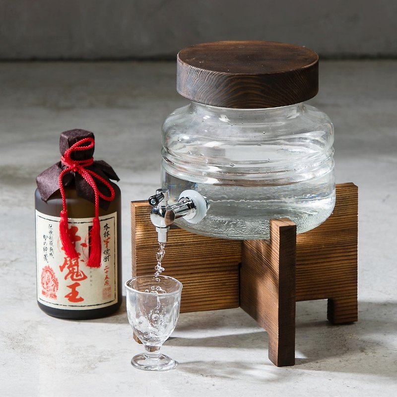 日本ADERIA 水龍頭燒酌壺(含木架) / 共2款 - 酒杯/酒器 - 玻璃 透明