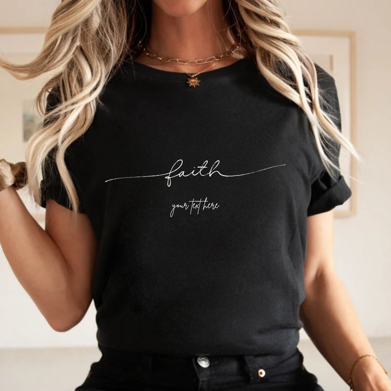 Faith Customized Name Bible Verses Christian Unisex Cropped Top - เสื้อยืดผู้หญิง - ผ้าฝ้าย/ผ้าลินิน ขาว