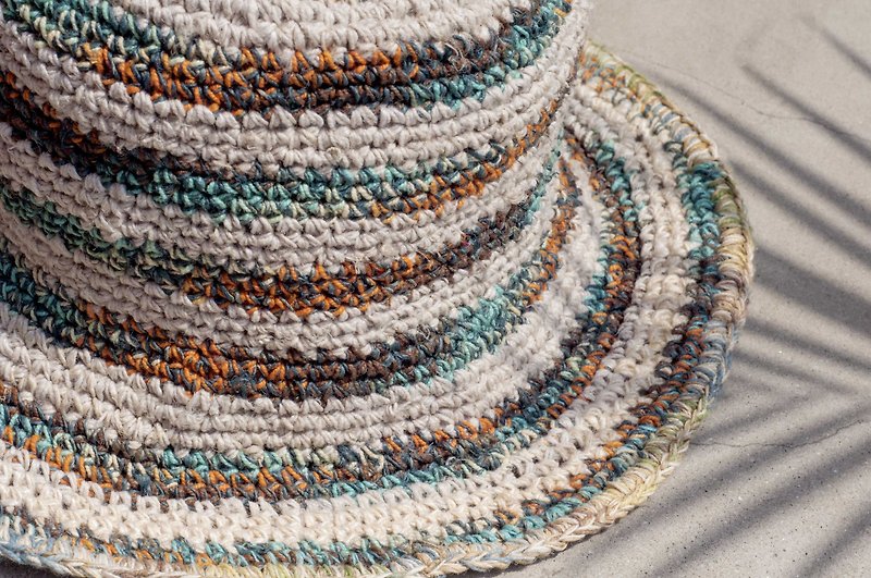 Hand-woven cotton Linen hat knit cap hat sun hat straw hat - blue sky universe fantasy stars - Hats & Caps - Cotton & Hemp Multicolor