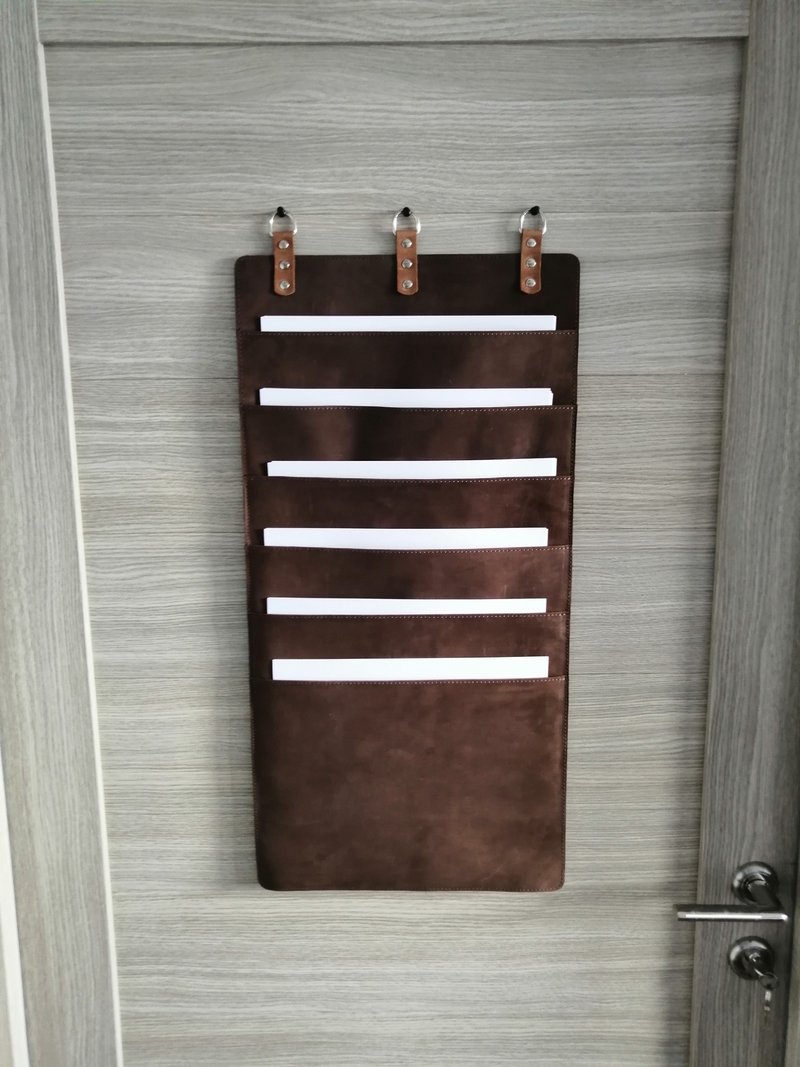 Leather wall pocket organizer, Leather wall hangings, Wall mail pocket - 居家收納/收納盒/儲物盒 - 真皮 多色