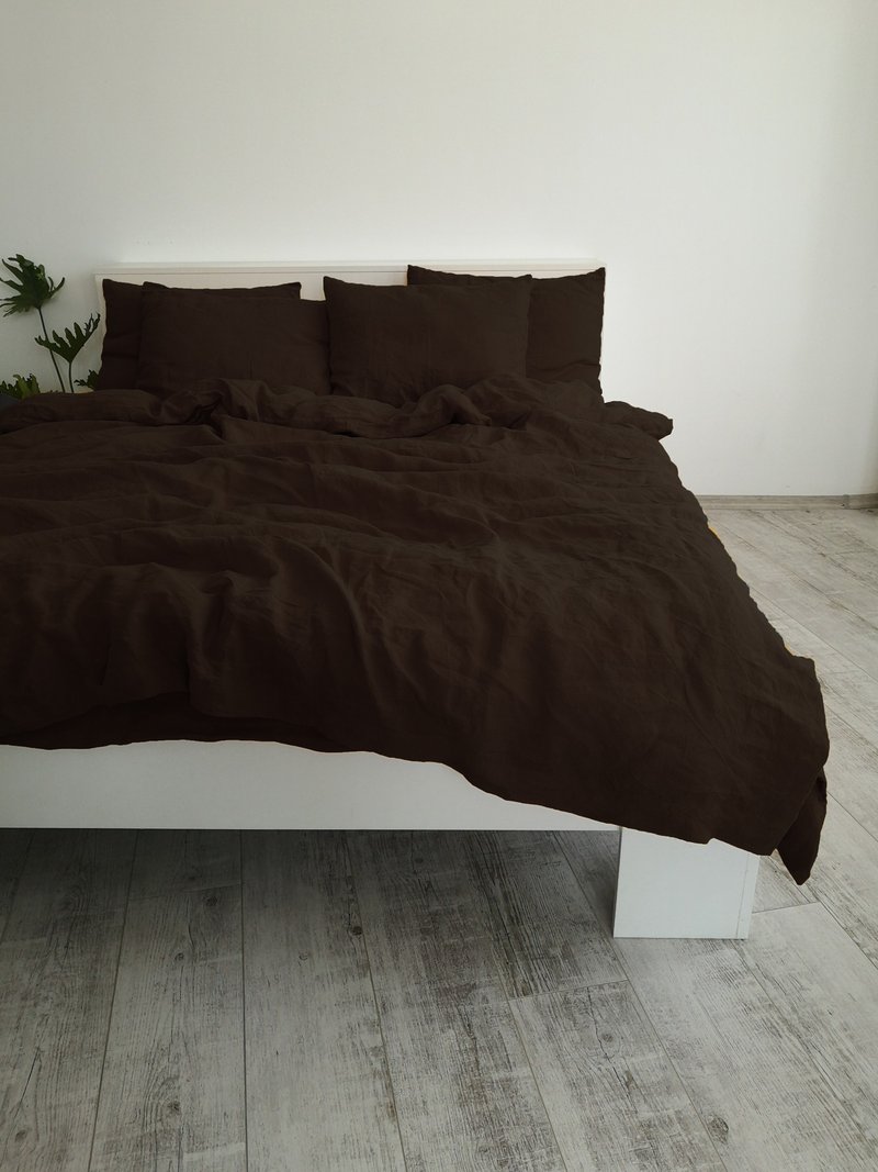 Brown linen duvet cover / Softened linen / Comforter cover / Quilt cover - 寢具/床包 - 亞麻 咖啡色
