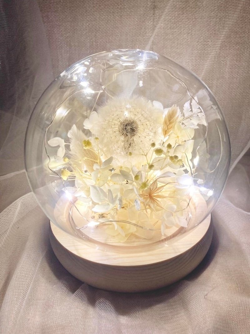 [Mother's Day Gift] Everlasting Carnation/Dandelion Warm Light Glass Ball - Dried Flowers & Bouquets - Plants & Flowers Multicolor
