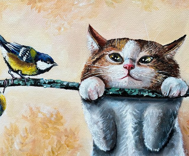 絵画。原画☆キャンバスF10【すべてのかわいい猫は世界で完璧な贈り物～】 美術品・アンティーク・コレクション
