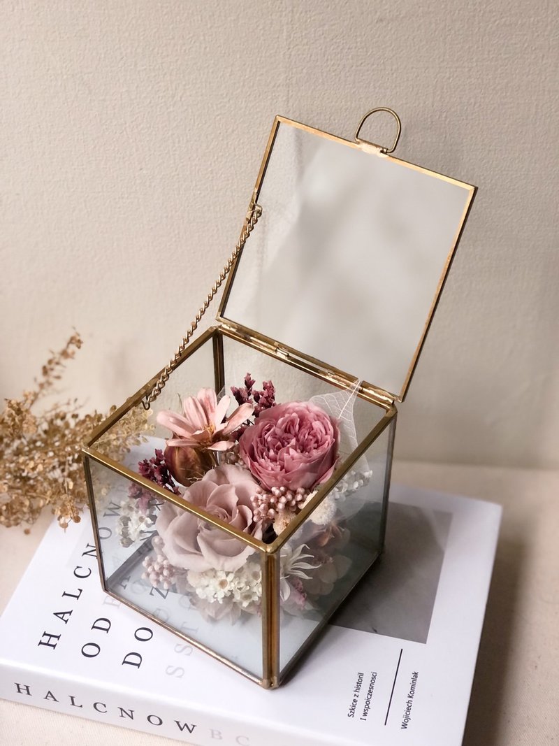 Everlasting Rose Glass Flower Box I Smokey Pink I Birthday Gift Opening Flower Gift Housewarming Gift - Dried Flowers & Bouquets - Plants & Flowers 