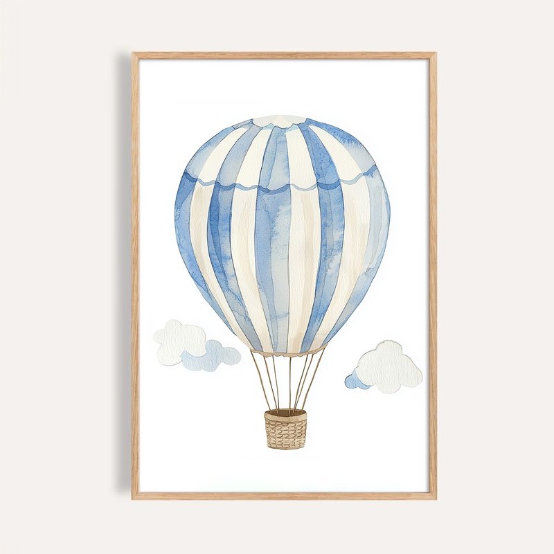 藍空的熱氣球 Blue Sky Balloon / 童話系列夢想插畫 - 海報/掛畫/掛布 - 紙 