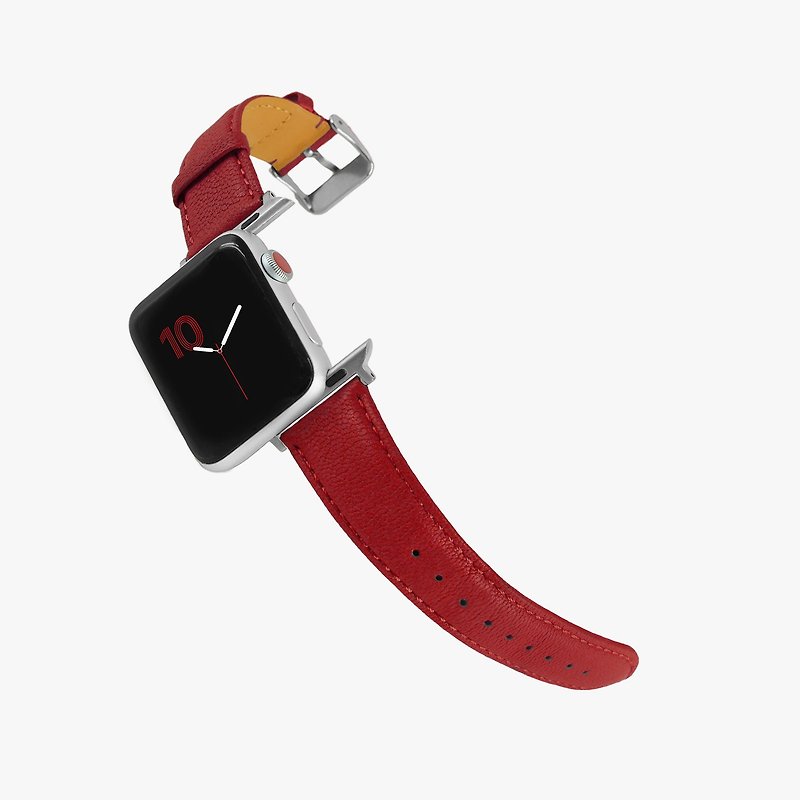 Italian Chèvre Leather Apple Watch Bands (for Series 1 2 3 4 5 6 SE) -Strawberry - สายนาฬิกา - หนังแท้ สีแดง