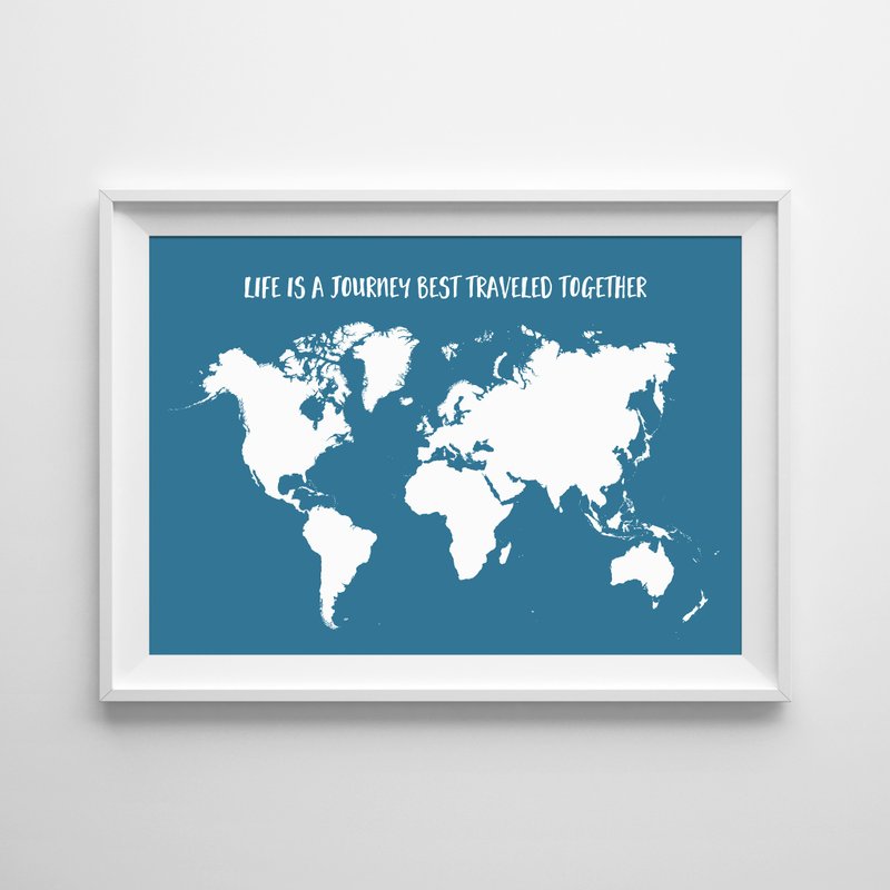 Life is a journey best traveled together 可客製化 地圖 海報 - 海報/掛畫/掛布 - 紙 藍色