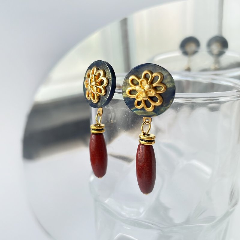 Golden Flower Bead Earrings - Earrings & Clip-ons - Other Materials Gold