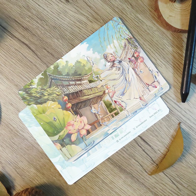 鯉の村 ─ 同名イラスト絵葉書 │ ポストカード(丸角) - カード・はがき - 紙 グリーン
