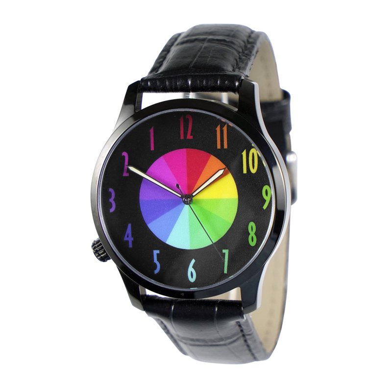 Backwards Watch Rainbow Numerals Black Case Free shipping worldwide - Men's & Unisex Watches - Stainless Steel Multicolor