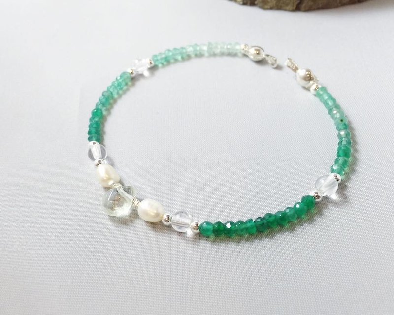 MH sterling silver custom natural stone series _ Emerald Forest (limit: 1) - Bracelets - Gemstone Green