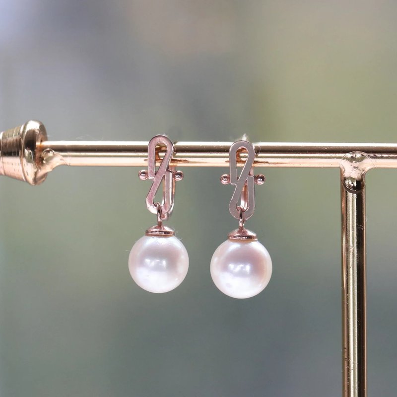 14K gold infinity pearl earrings (inner diameter 8.5mm) - Earrings & Clip-ons - Precious Metals Gold