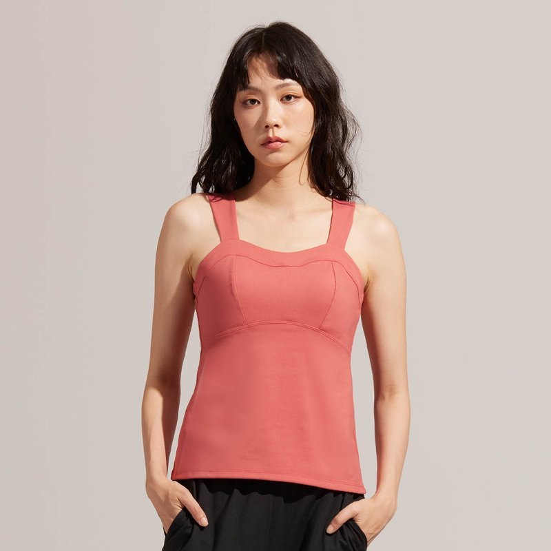 【新年開運カラー】REBOOT動能-ピーチスキンフィットBRA TOP-ミネラルレッド - ベスト - ポリエステル レッド