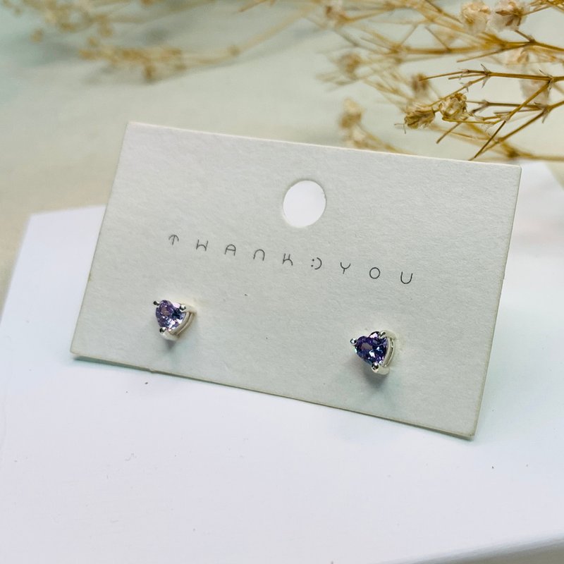 [Restraint] Sterling Silver-Gray Blue Love Diamond Earrings - Earrings & Clip-ons - Sterling Silver 