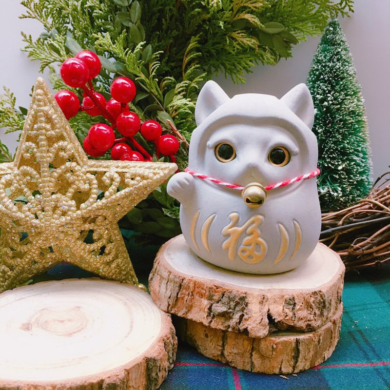 【快速出貨】達摩招財貓 泥有錢 水泥 擴香石 交換禮物 - 公仔/玩偶 - 水泥 灰色
