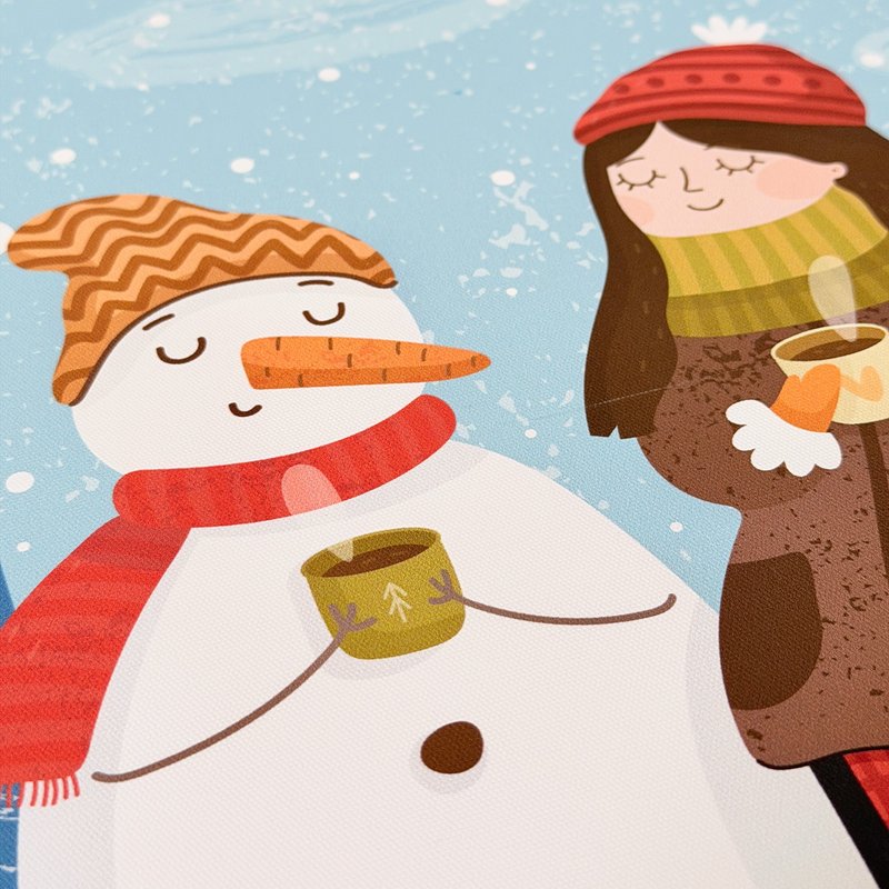 【微瑕特惠】【福利品】雪人也愛喝熱可可 - 冬季雪人掛畫/房間佈 - 海報/掛畫/掛布 - 棉．麻 藍色