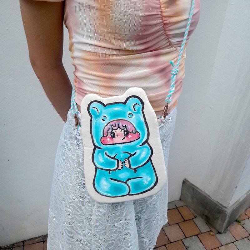 Gummy Bear Series  Bubble Soda Flavor phone pouch and crossbody Bag - กระเป๋าแมสเซนเจอร์ - ไฟเบอร์อื่นๆ สีน้ำเงิน