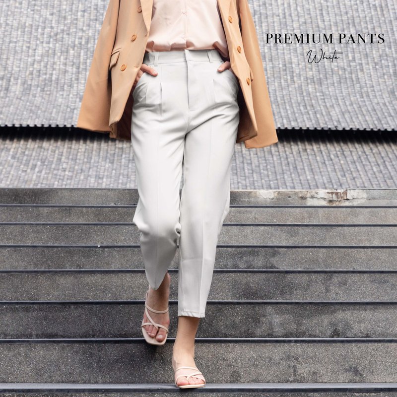Premium Pants 白色 - 女長褲 - 環保材質 白色