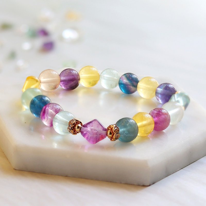 ||Fantasy colorful Stone/diamond shape Stone||Designed lucky energy crystal bracelet - Bracelets - Crystal Multicolor