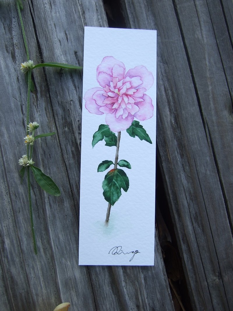 Hibiscus syriacus (Rose of Sharon) bookmark (Original) - Bookmarks - Paper Pink
