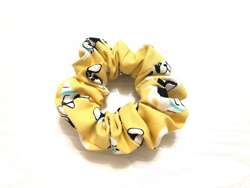 Cute dog. Yellow / large intestine ring hair bundle. Donut hair bundle. Hair ring - Hair Accessories - Cotton & Hemp Yellow