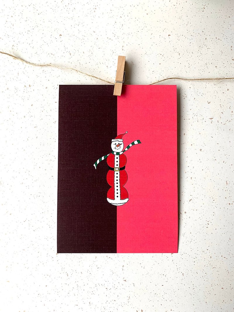 [Christmas Card] Santa Snowman - Cards & Postcards - Paper Pink