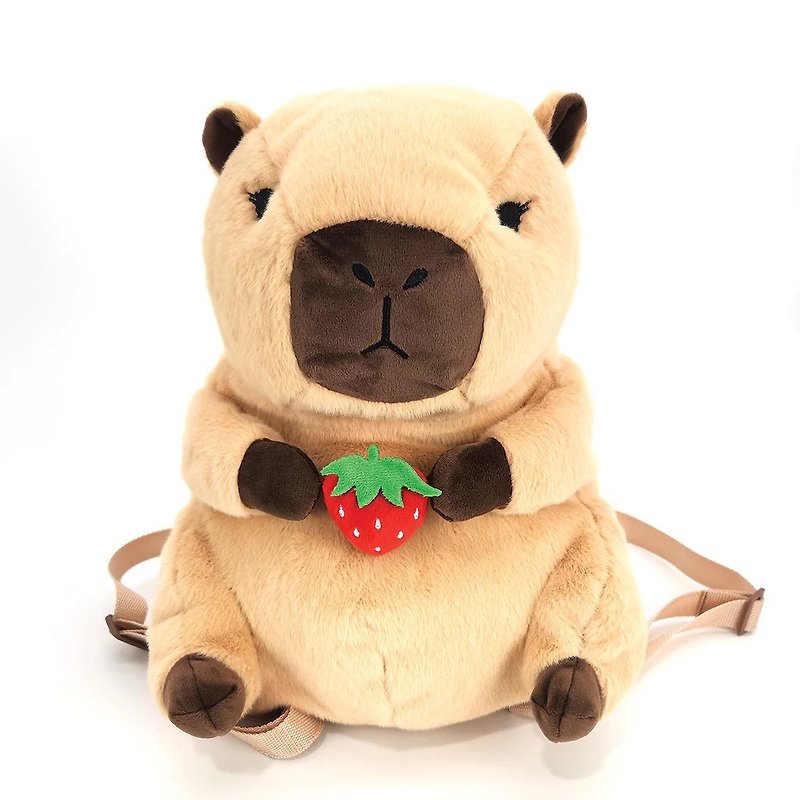 Capybara Furry Plush Backpack - กระเป๋าเป้สะพายหลัง - ไฟเบอร์อื่นๆ สีนำ้ตาล