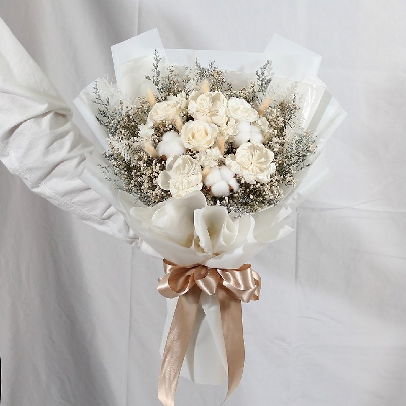 天使下凡-乾燥花束/永生花束-情人節禮物-求婚花束 - 乾燥花/永生花 - 植物．花 白色