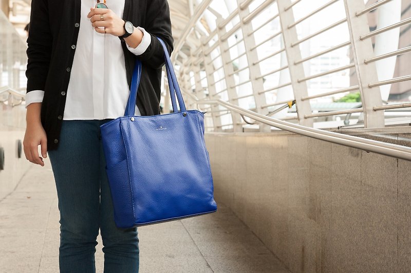 JAXSEN leather bag navy blueberry - Messenger Bags & Sling Bags - Genuine Leather 