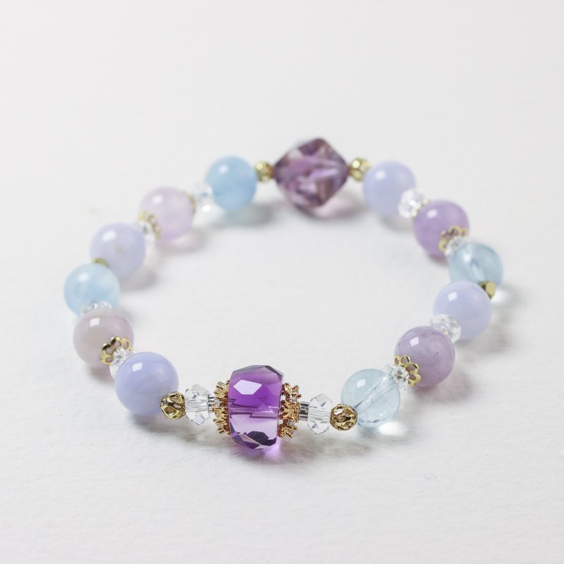 Buddha is here to help you | Bodhisattva Bracelet-Lavender Amethyst Sea Sapphire Magic Circle Bracelet - สร้อยข้อมือ - คริสตัล สึชมพู