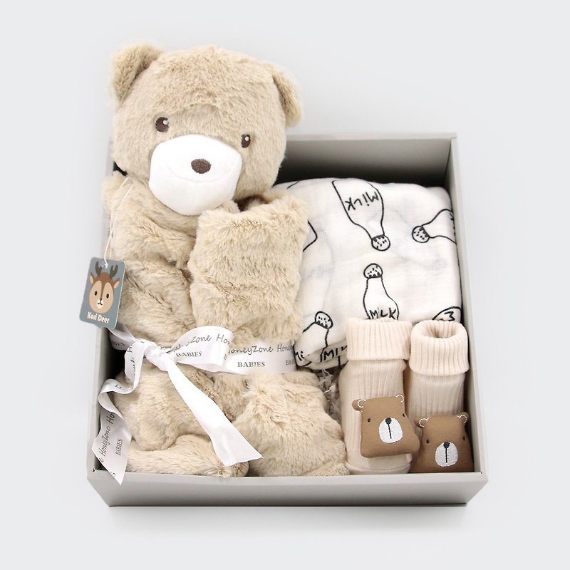 Kori Deer 可莉鹿 動物嬰兒毯安撫毯豪華禮盒 - 滿月禮物 - 聚酯纖維 卡其色