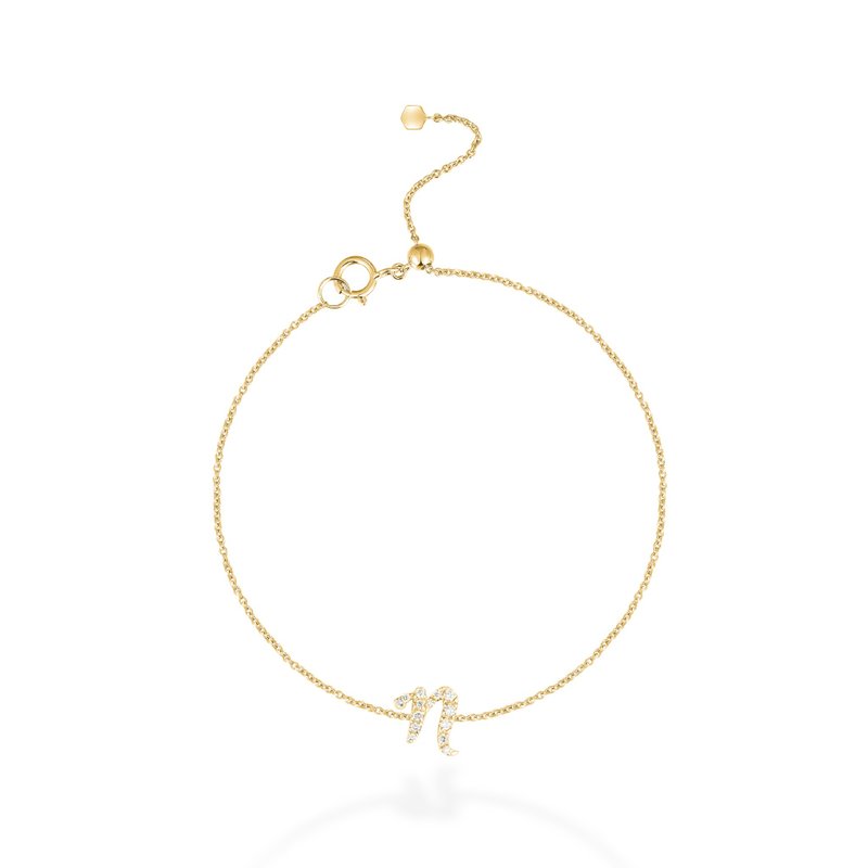 【mori】N 字母鑽石手鍊 【14k黄金】 - 手鍊/手環 - 鑽石 金色