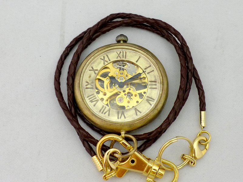 手作り時計 手巻き懐中時計 特大JUMBO Brass甲丸ケース (BHW110 BR) - 男錶/中性錶 - 銅/黃銅 金色