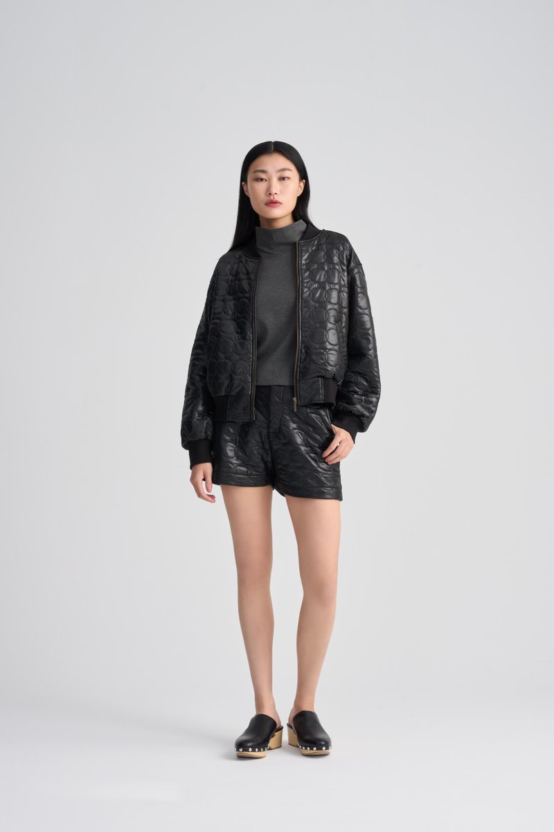 Shan Yong Women's Black Cotton Paved Circle Graphic Shorts - Women's Shorts - Other Materials 