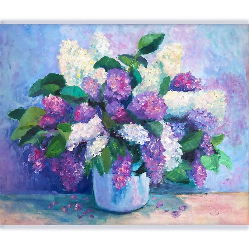 Lilac Painting, Original Oil Painting on Canvas, Spring Flowers,  Impressionism