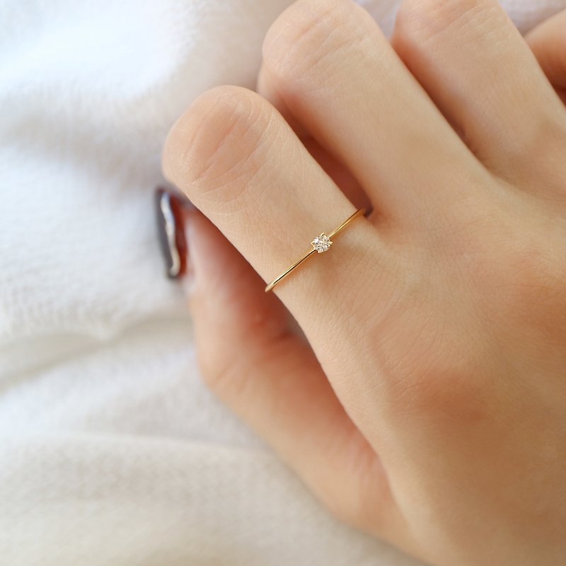 Simple single diamond thin line ring - General Rings - Diamond Gold
