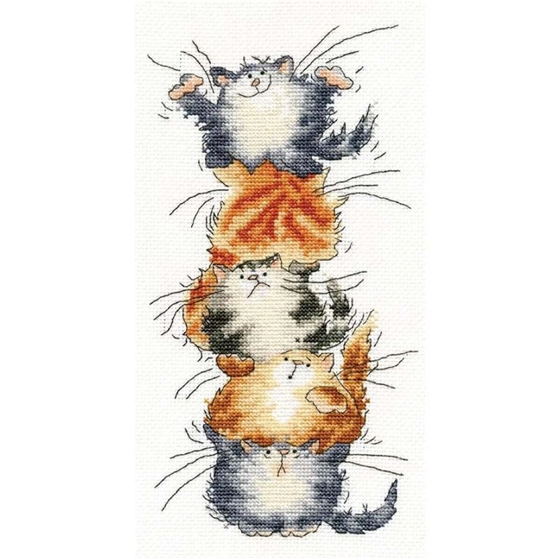 XMS27 - Bothy Threads Cross Stitch Material Pack - Cat and Cat Stacked Arhat - Knitting, Embroidery, Felted Wool & Sewing - Other Materials 