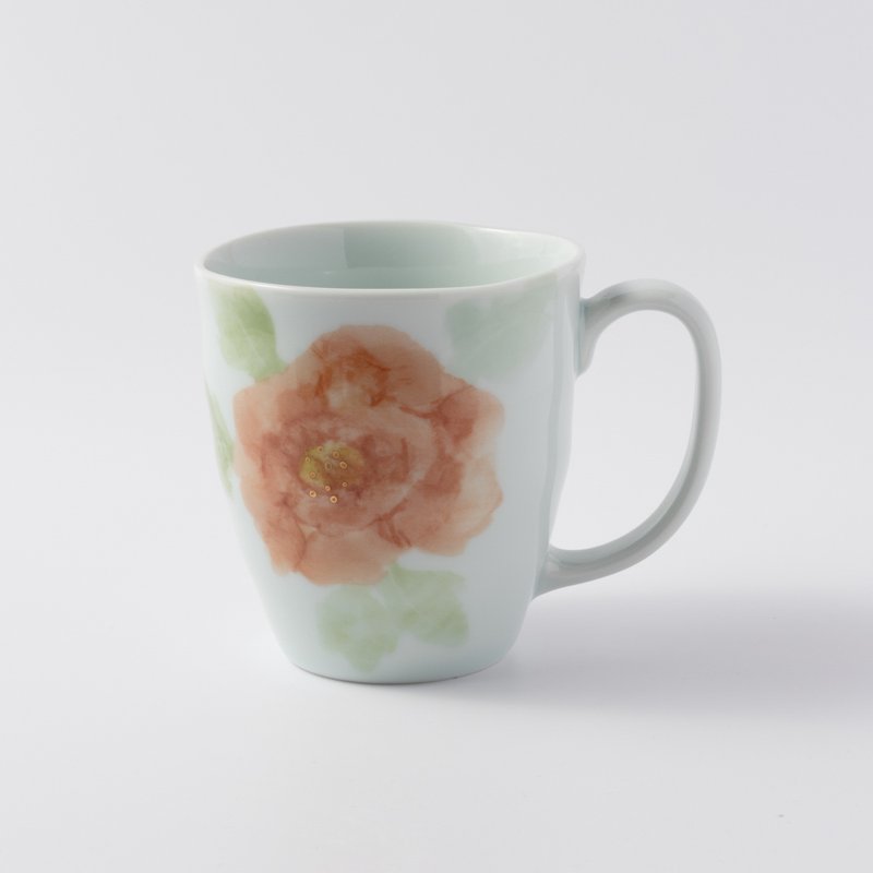 手描き 日本製マグカップ イングリッシュローズピンク　東窯 - 咖啡杯/馬克杯 - 瓷 粉紅色