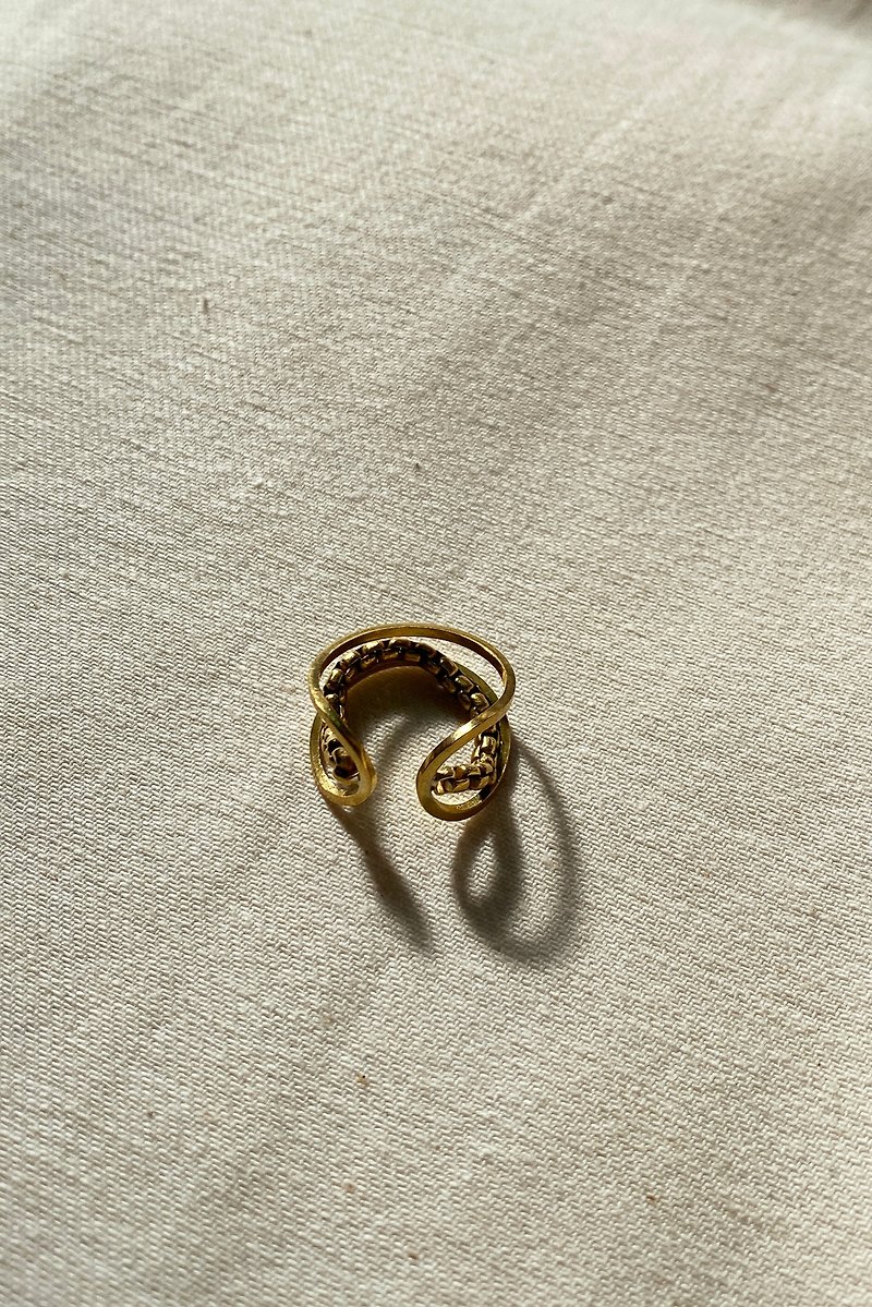 Copper & Brass General Rings Gold - Sandwich Chain Open Ring - Bronze Rings