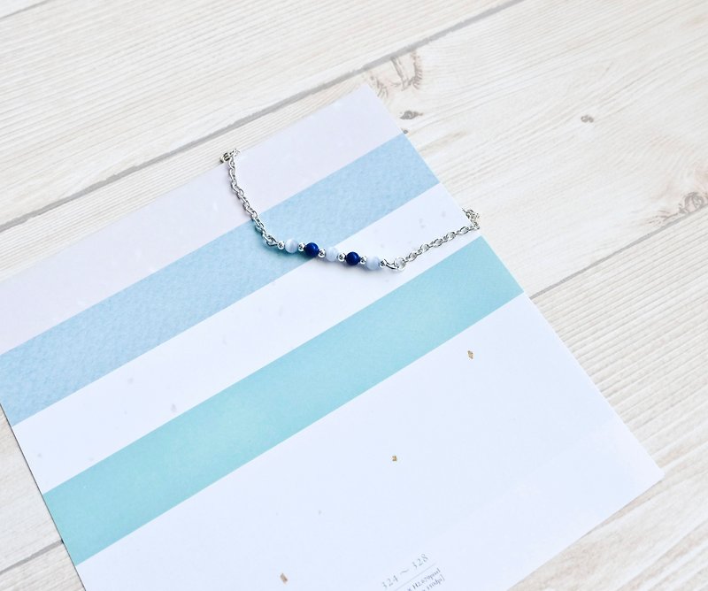 Stone+ daylight blue lapis lazuli bracelet / necklace - Bracelets - Gemstone Blue