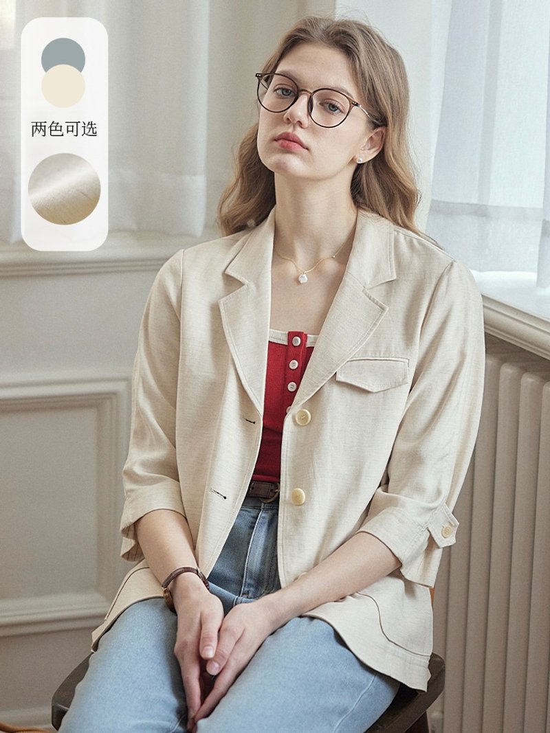 Ellianna 法式寬松休閒西裝外套 - 男夾克/外套 - 其他材質 多色