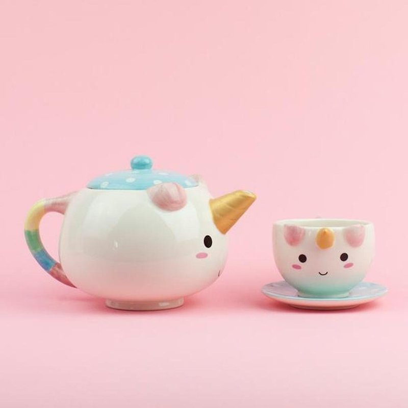 Elodie Unicorn Teapot Set - ถ้วย - ดินเผา หลากหลายสี