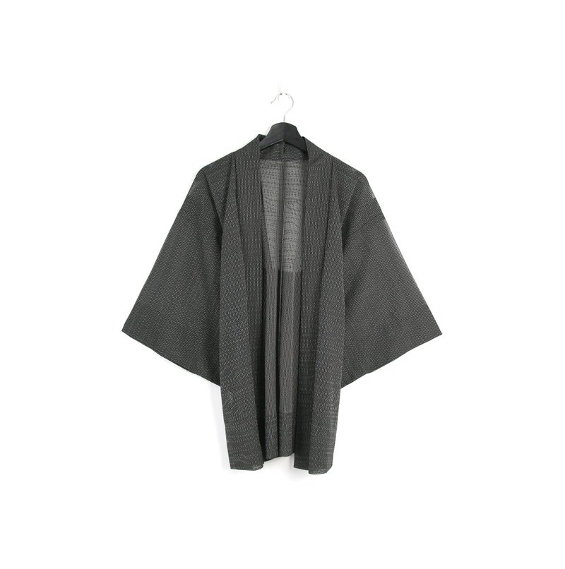 Back to Green-日本帶回羽織透膚  深灰 /vintage kimono - 女大衣/外套 - 棉．麻 