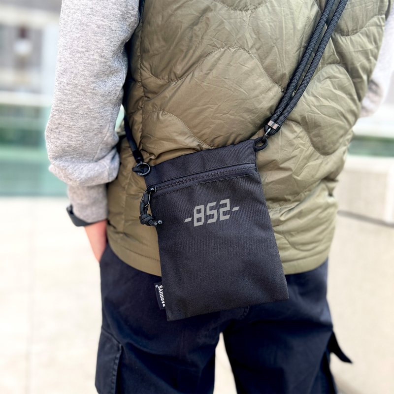 【-852-】Small crossbody bag (with multi-function strap) - Messenger Bags & Sling Bags - Cotton & Hemp Black