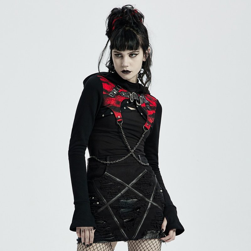 Punk Monster Witch Hooded Short Jacket/ Out of print soon - Women's Casual & Functional Jackets - Other Materials Red