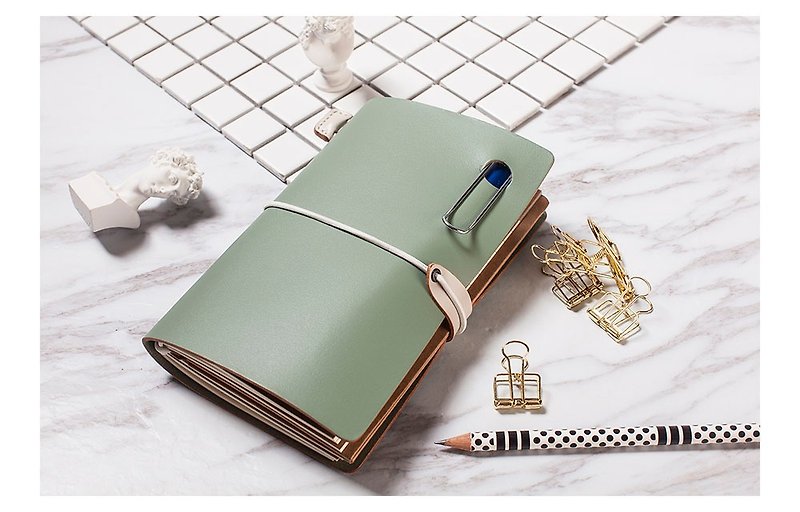 Simple and small fresh portable leather handbook notebook - Notebooks & Journals - Genuine Leather Pink