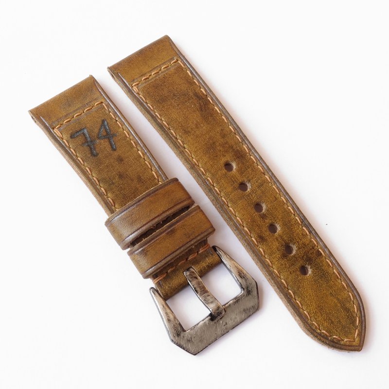 Historic vintage Watch Strap, Panerai PAM style, genuine leather - 錶帶 - 真皮 咖啡色