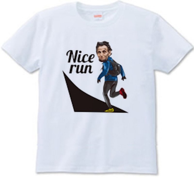 Nice run（Tシャツ　white・ash） - T 恤 - 棉．麻 灰色