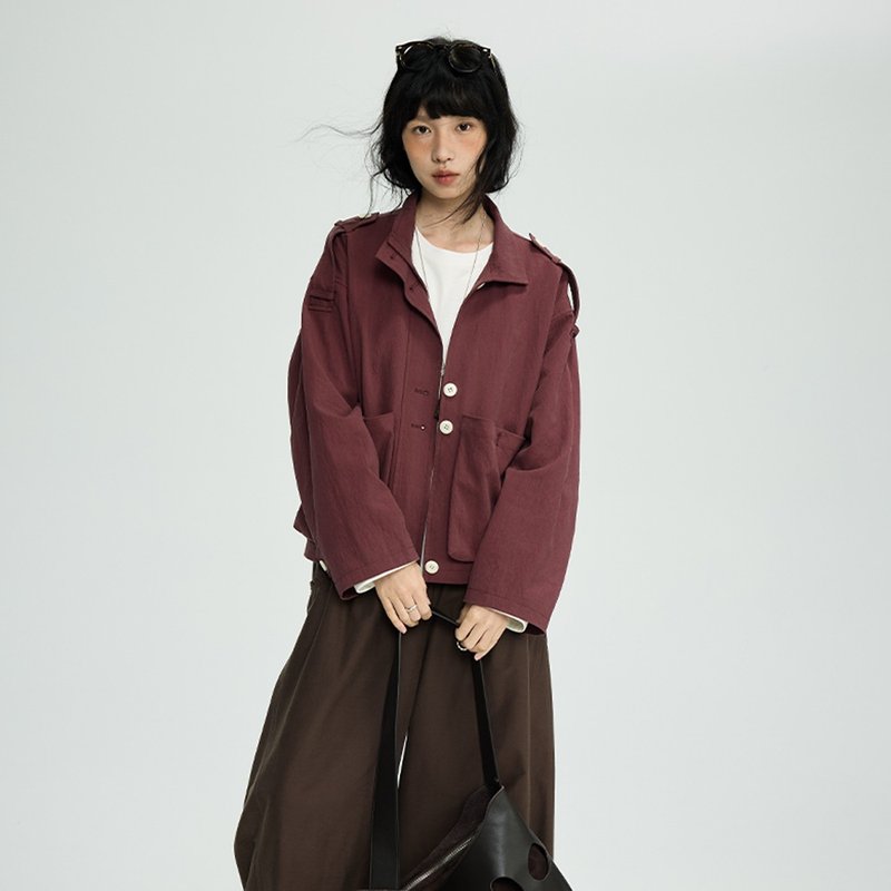 短款廓型工裝外套|外套|兩色|秋款|Sora-1896 - 女大衣/外套 - 其他人造纖維 多色